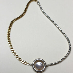 collier recyclé en or laminé et argent