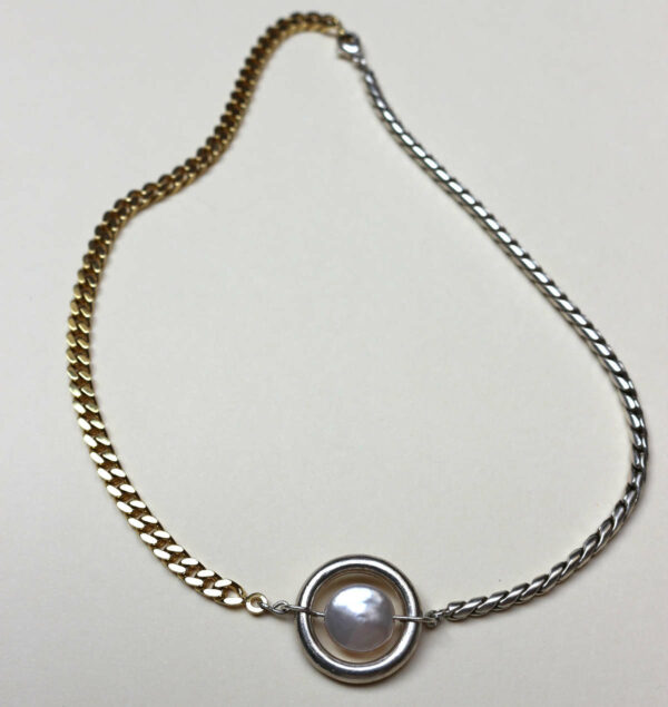 collier recyclé en or laminé et argent